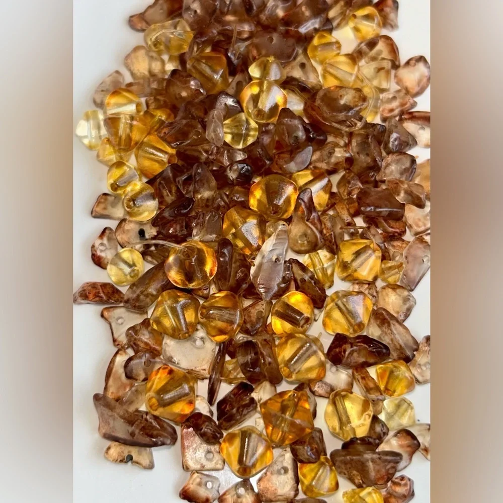Vintage Amber Acrylic Lucite Nugget Beads DIY Jewelry Making Supplies Craft Lot - Picture 8 of 12